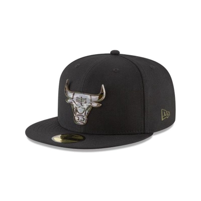 Sapca New Era Chicago Bulls NBA Camo Metal Logo 59FIFTY Fitted - Negrii